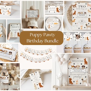 TWO let the dogs out birthday party bundle,puppy birthday party theme decor,dog party decor,birthday party bundle,gender neutral,EDITABLE