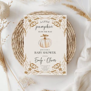 A little pumpkin is on the way baby shower invitation,fall gender neutral baby shower invite,pumpkin party invite,EDITABLE TEMPLATE,Canva