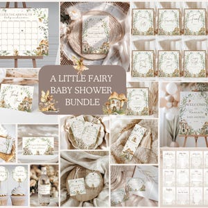 A little fairy is on the way baby shower Bundle,enchanted baby shower decor,fairy whimsical girl baby shower,EDITABLE template,Shower Bundle