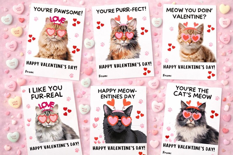EDITABLE Dog and Cat Valentine’s Day Cards Bundle,classroom Valentines ...