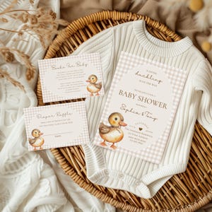 Un piccolo anatroccolo è in arrivo, invito per baby shower, invito per baby shower, invito neutro, modello MODIFICABILE, Canva
