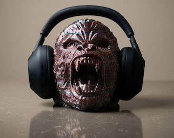 Roaring Gorilla Headphone Stand | Iridescent 3D Printed Headset Holder | Gaming Desk Setup Accessory | Unique Gamer Gift | Man Cave Decor