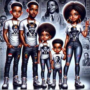 Arte afro-americana estilo Chibi - Família, jovens adultos, crianças - Guia cultural e moderno de IA para diversas obras de arte afro-americanas