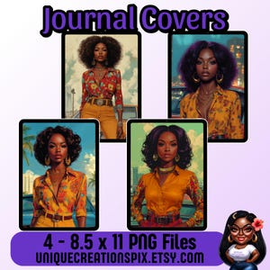 Retro Vibe Chic Printable Journal Covers | African American Women&#39;s Digital Planner Art