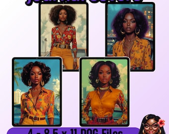 Portadas de diario imprimibles con estilo retro chic / Arte de planificador digital para mujeres afroamericanas