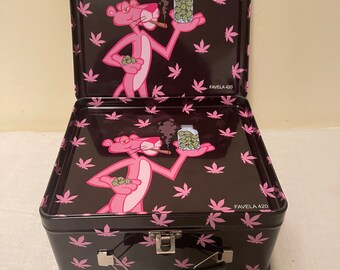 Stash Box with Rolling Tray Lid Pink Panther Collectible box