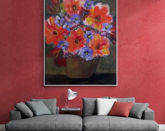 unknown flowers in acrylic - framed