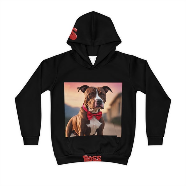 Children's Comfortable Cozy Hoodie With Pitbull Puppy