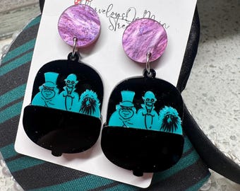 Haunted Mansion Doom Buggy Earrings - Lightweight Acrylic Costume Jewelry - Hypoallergenic Fish Extender Gift