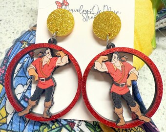 Gaston Earrings: Beauty and the Beast Inspired Acrylic Dangle Jewelry