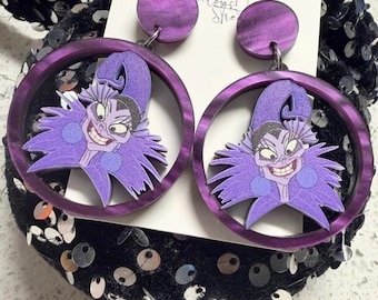Yzma Earrings - Lightweight Acrylic Costume Jewelry - Cruise Fish Extender Gift - Stainless Steel Hypoallergenic - Purple Marble Posts