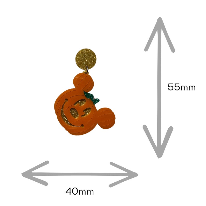 Mickey Pumpkin Earrings - Halloween Mickey Mouse Inspired Lightweight Acrylic Dangle Drop Jewelry - Hypoallergenic Fish Extender Gift bild 2