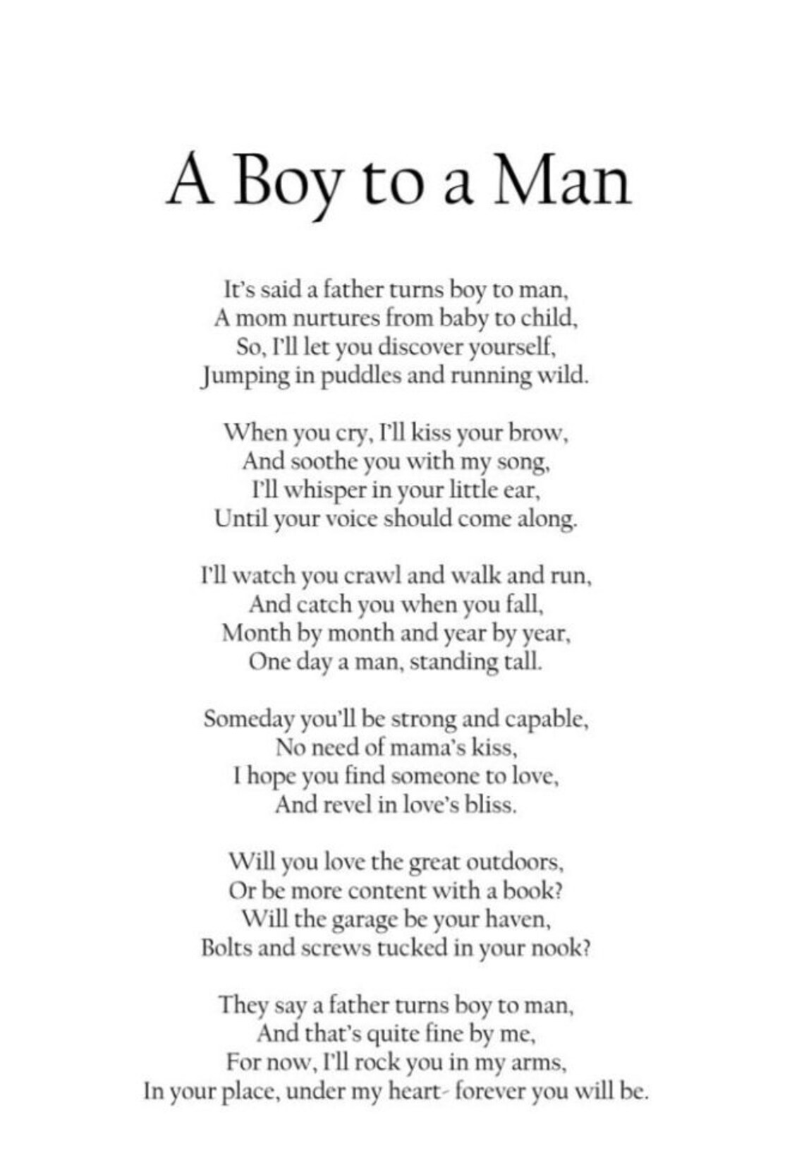 Printable Poem for Mother/son - Etsy
