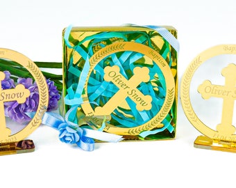 Cadeaux de baptême personnalisés pour garçon, cadeaux de première communion en acrylique miroir, cadeaux de baby shower, cadeaux de mariage pour invité