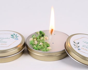 Cadeau personnalisé de bougie en étain pour un invité, cadeau de bougie de mariage, cadeau de bougie en métal de demoiselle d'honneur, cadeaux de douche nuptiale, bougie en étain