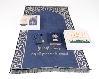 Ensemble cadeau personnalisé Coran Tasbeeh pour tapis de prière | Ramadan Eid Hajj Omra Mariage Anniversaire Anniversaire Saint Valentin Père Mère