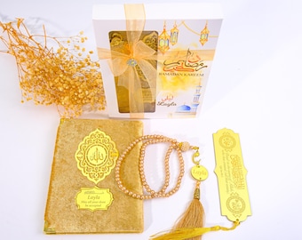 Personalized Velvet Dua Book Bookmark Tasbeeh Gift Set | Ramadan Eid Hajj Umrah Wedding Birthday Islamic Muslim Part Favors Gifts for Guests