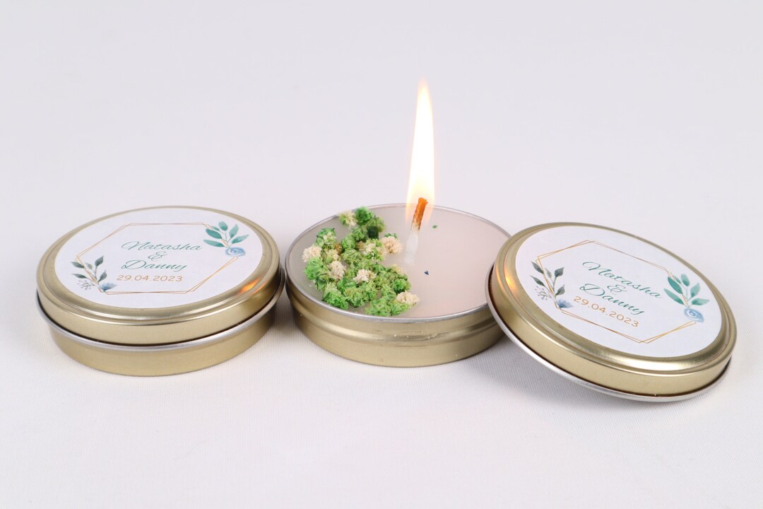 Personalized Tin Candle Gift Wedding Favors for Guest, Wedding Candle ...