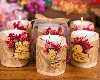 Personalized Wooden Candle Holders, Baby Shower Favors, Tealight Holder, Custom Candles, Baptism Favor, Gifts for Guests, Quinceanera Favors