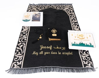 Personalized Islamic Gift Set w/ Prayer Mat Quran Tasbih, Eid Gift, Islamic Wedding Gift, Birthday Gift, Mothers Day Gift, Anniversary Gift