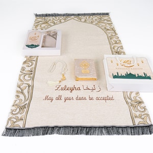 Personalized Prayer Mat Quran Tasbeeh Gift Set | Ramadan Eid Hajj Umrah Wedding Birthday Anniversary Father&#39;s Mother&#39;s Valentine Days Gift