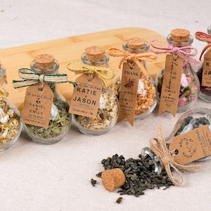 Wedding Favors, Loose Leaf Tea Jars, Wedding Guest Gifts, Bridal Shower Favors, Tea Party, Herbal Tea,  Engagement Party, Wedding Tea Favors