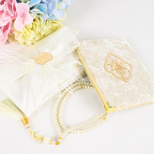 Personalized Yaseen Dua Book Prayer Beads Pouch Gift Set | Ramadan Eid Wedding Birthday Mother&#39;s Father&#39;s Valentine&#39;s Anniversary Days Gifts