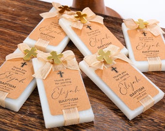 Personalized Scented Soap Baptism Favors for Guests in Bulk, Holy Communion Favors, Baby Shower Favors, Christening Gift, Baptism Soap Favor