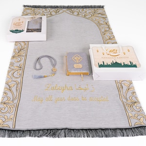 Personalized Prayer Mat Quran Tasbeeh Gift Set | Ramadan Eid Hajj Umrah Wedding Birthday Anniversary Father&#39;s Mother&#39;s Valentine Days Gift