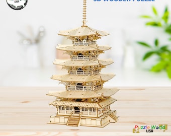 Japanese Five-storied Temple - DIY 3D Wooden Puzzle Pagoda