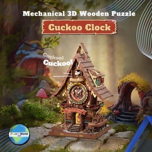 DIY 3D Wooden Cuckoo Clock Puzzle Kit: Vintage Mechanical Model with Chime | Unique Home Wall Decor Gift | Birthday Gift | Adulting Fun