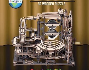 Marble Run Adventure - 3D DIY Wooden Puzzle with Laser Cutting for Adults and Desk Decor For Fun