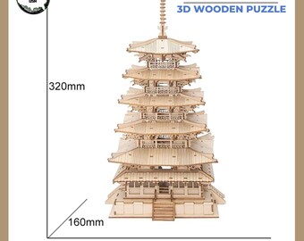 Japanese Five-storied Temple - DIY 3D Wooden Puzzle Pagoda