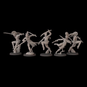 Acrobatic Elf Squad (5 Models) - Fantasy Elves - Fantasy Cult Miniatures