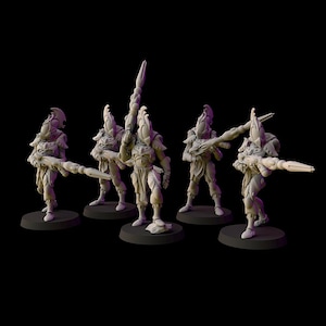 Fire Warriors & Leader (5 Models) - Space Elves - Fantasy Cult Miniatures