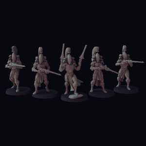Aeterni Elite Guard & Leader (5 Models) - Space Elves - Fantasy Cult Miniatures