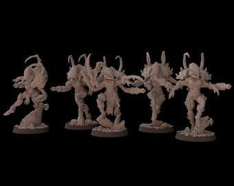 Primeval Aeterni Climbers & Leader (5 Models) - Space Elves - Fantasy Cult Miniatures