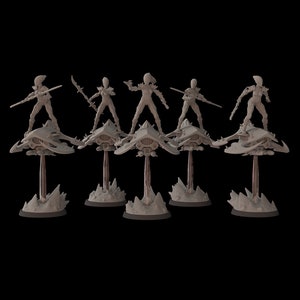 Aeterni Dark Slicers & Leader (5 Models) - Space Elves - Fantasy Cult Miniatures
