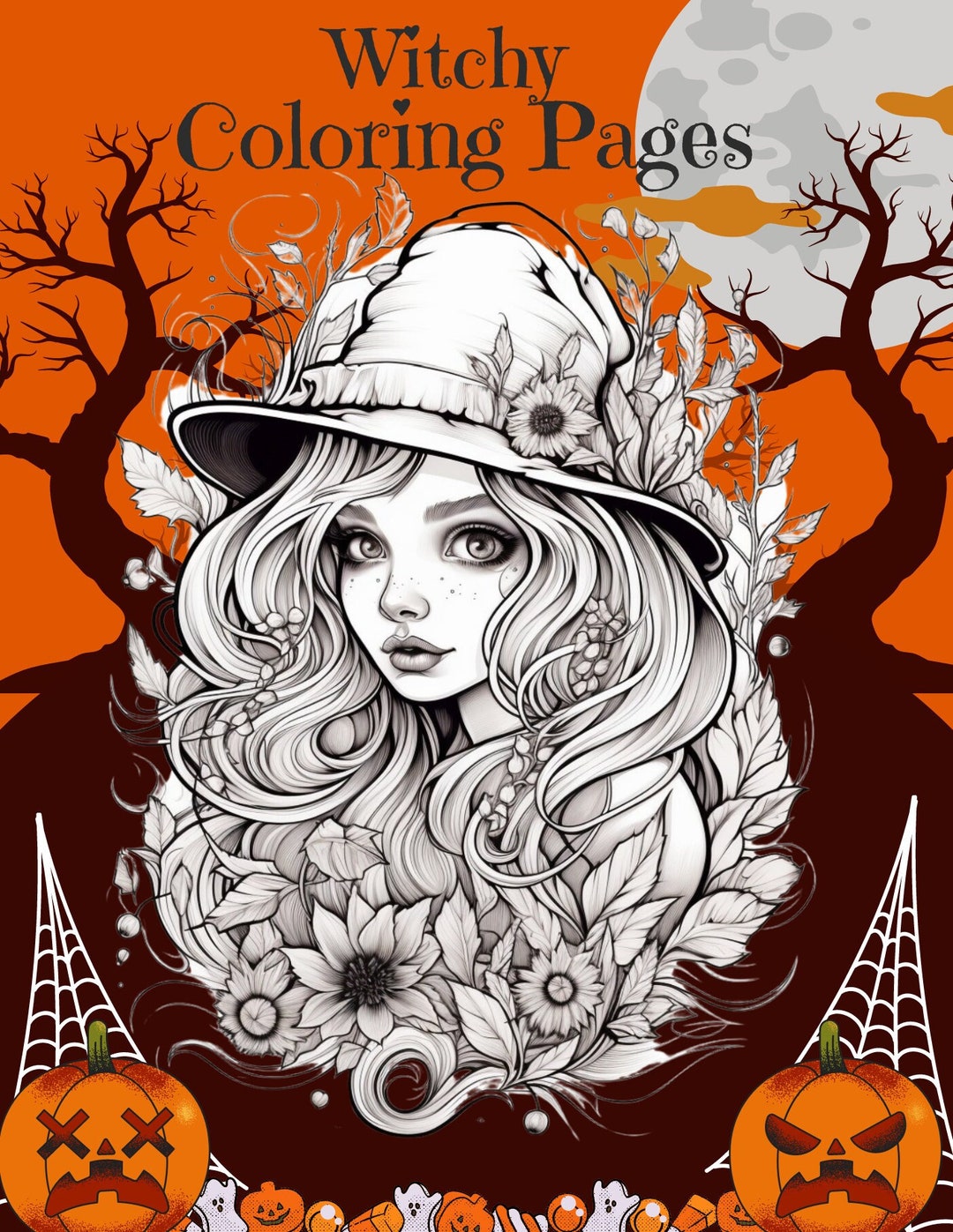 Witchy Coloring Page Set, Relaxation Coloring, Mindful Coloring, Adult ...