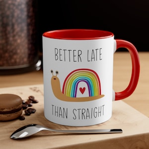 Better Late Than Straight Mug – Funny LGBTQ Coffee Cup – Pride Gift Idea – Queer Humor – Rainbow Retro Mug – Coming Out Gift