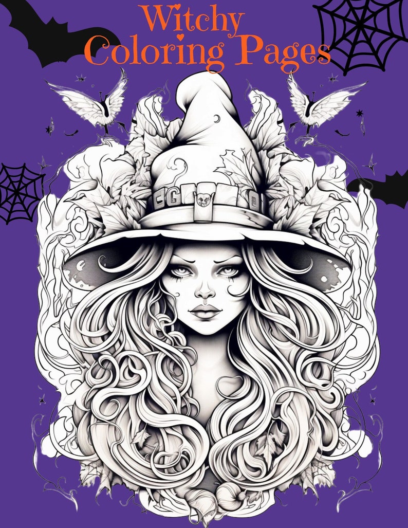 Witchy Coloring Page Set, Relaxation Coloring, Mindful Coloring, Adult Coloring Pages - Etsy