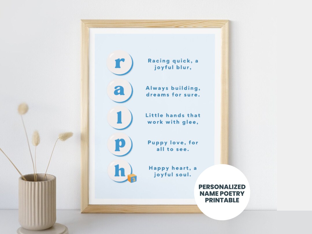 Custom Name Poem Baby Blocks Printable Personalized Name Poetry Custom ...