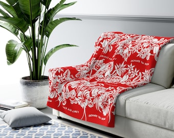 Walt Disney's Enchanted Tiki Room/United Airlines Fleece Sherpa Blanket, 1960s Style RED, Cozy Throw