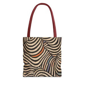 Mod Abstract Pattern Stylish Tote Bag, Custom Printed Shoulder Bag, Fashionable Tote with Multiple Handle Colors, Spacious and Durable image 5
