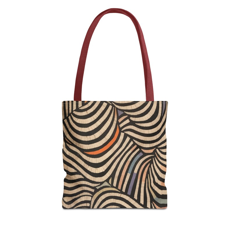 Mod Abstract Pattern Stylish Tote Bag, Custom Printed Shoulder Bag, Fashionable Tote with Multiple Handle Colors, Spacious and Durable image 5