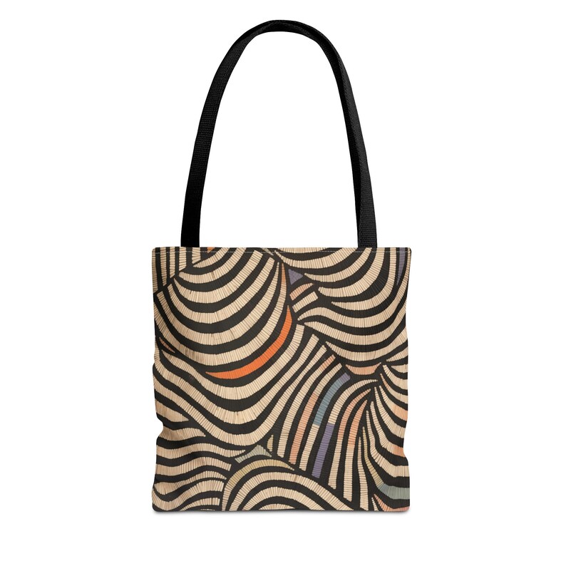 Mod Abstract Pattern Stylish Tote Bag, Custom Printed Shoulder Bag, Fashionable Tote with Multiple Handle Colors, Spacious and Durable image 4