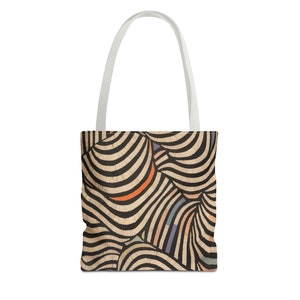 Mod Abstract Pattern Stylish Tote Bag, Custom Printed Shoulder Bag, Fashionable Tote with Multiple Handle Colors, Spacious and Durable image 3