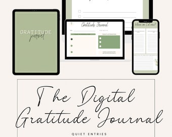 Digital Gratitude Journal, Mental Health Journal, Canva template download, Customizable Journal