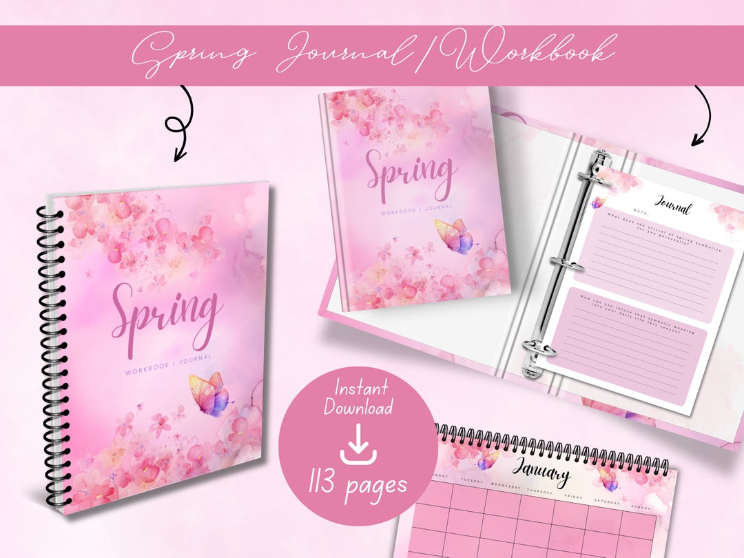 Printable Pink Spring Journal & Workbook, Journal Prompts, Spring ...