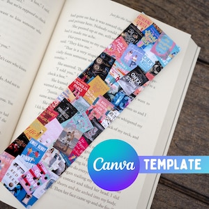May include: A colorful bookmark featuring a collage of book covers. The bookmark is made of paper and has a rectangular shape. The book covers are all different colors and feature a variety of genres, including romance, mystery, and thriller. The bookmark is a great way to keep your place in your favorite book.